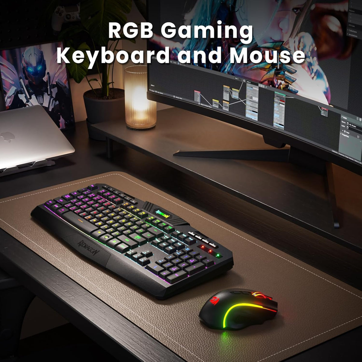 Redragon S101M-KS Gaming Keyboard and Mouse Wireless with Tri-Mode, RGB Keybo...