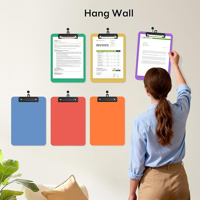 Zoenley A4 Plastic Clipboard Set of 12, Bright Colorful 12.5 x 9 Letter Size - Image 5