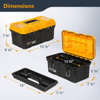 powertec 16-inch tool box with trays - lockable shown in use