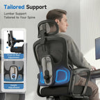 Ergonomic Office Chair with Footrest, 90-145° Reclining Desk Chair with Adjustable Lumbar Support & Headrest, High Back Mesh Computer Chair for Home Office/Gaming, 350lbs Capacity