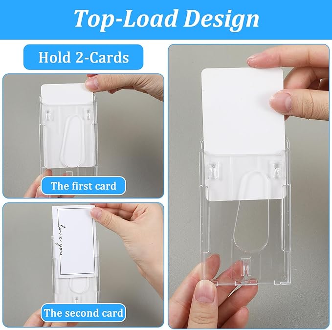25 Pack Vertical 2-Card Badge Holder, Heavy Duty Hard Plastic ID Card Holder - Image 4