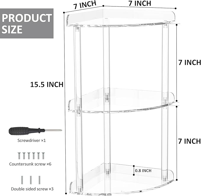 Sezanrpt 3 Tier Countertop Corner Organizer Shelf 7x7x15.7 Inch, Countertop - Image 3
