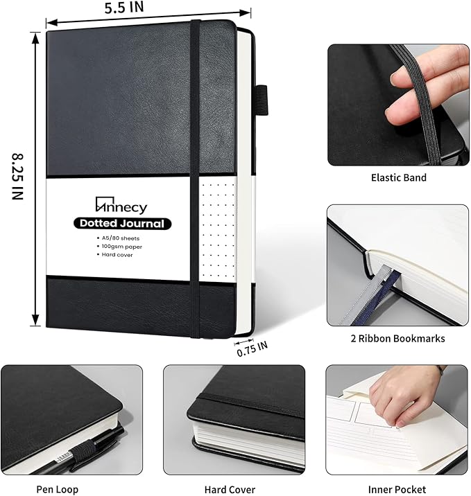 Annecy Numbered Bullet Dotted Journal Notebook, Medium 5.5x 8.25, 160 Pages - Image 2