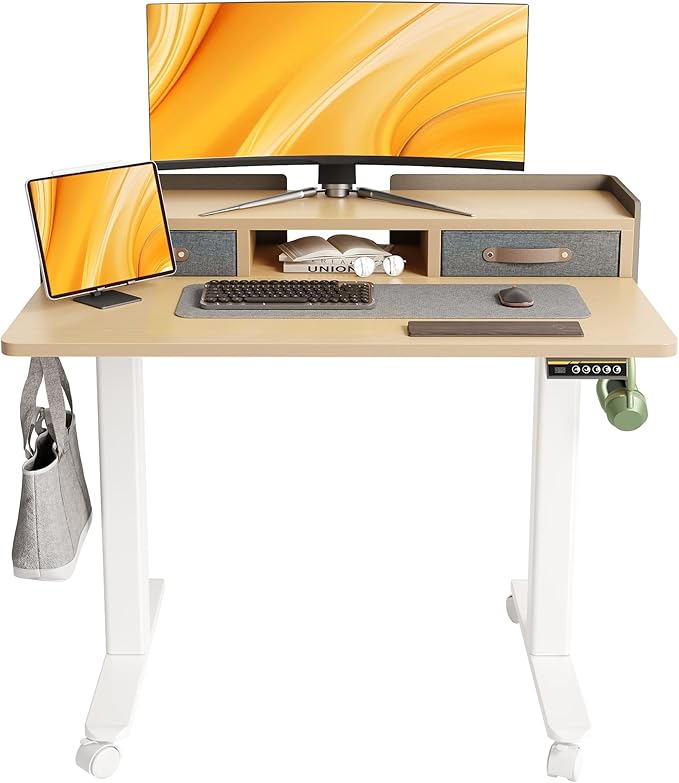 Claiks Standing Desk with Drawers, Adjustable Stand Up Electric Small Standing by CLAIKS