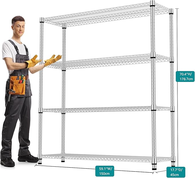 M MZG 4 Tiers Shelf 2640 lbs Steel Storage Shelving Utility Shelving Unit Steel - Image 3