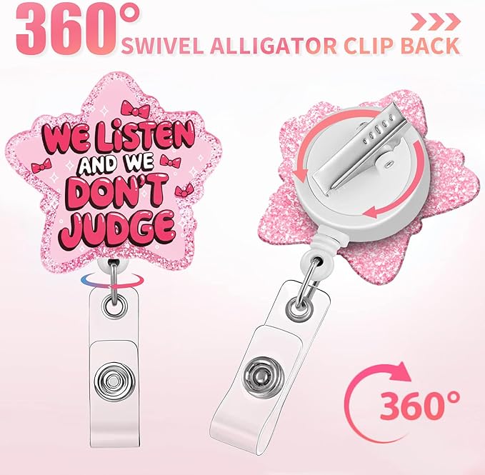 Aoryalps WE Listen and WE Dont Judge Badge Reel Holder Retractable - Image 4
