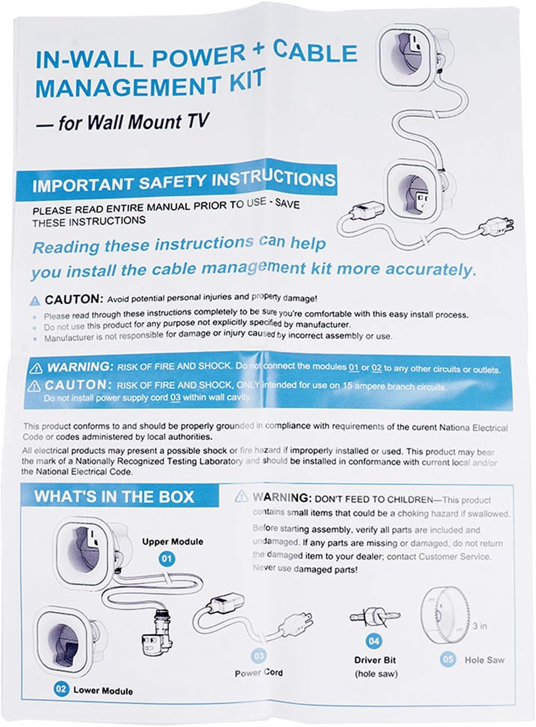 in-wall Cable Management Kit TV Cord Hider Wire Organizer
