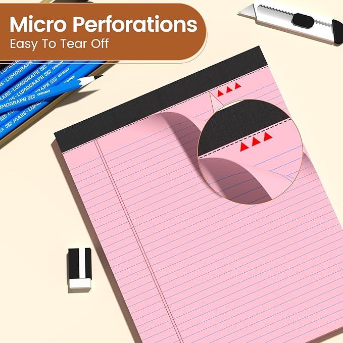 2 Pack Legal Pads 8.5 X11, College Ruled Notebook, 100 Sheets Pink Note Pad - Image 4
