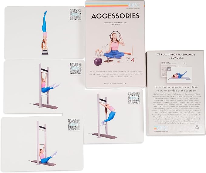 OnlinePilatesClasses Pilates Accessories Flashcards, 79 All-Levels Illustrated by OnlinePilatesClasses.com