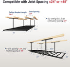 fleximounts 4x8 overhead garage ceiling storage rack with, close-up detail