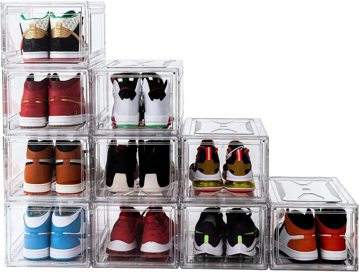 Clear Shoe Boxes Stackable 10 Pack Shoe Storage