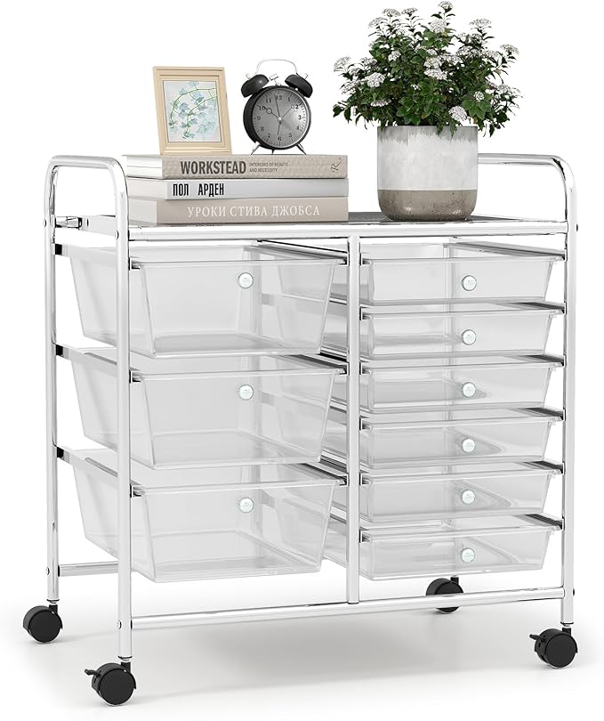 LDAILY 9 Drawer Rolling Storage Cart, Rolling Cart by LDAILY