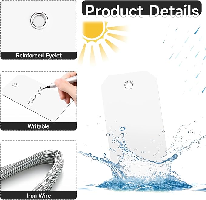 100 White Tags with String - Image 3