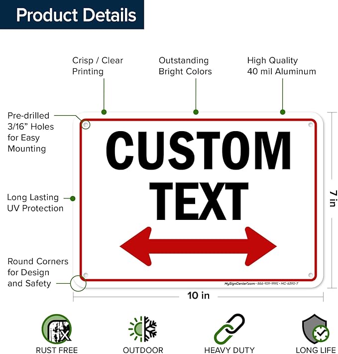 Custom Arrow, Custom Directional Sign, Two Way Arrow, 7x10 Inches, Rust Free - Image 6