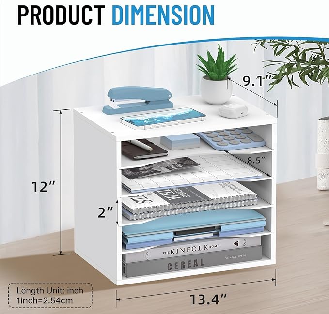 SHARKWOODS 5-Tier Wood Desk Organizer, Paper Tray Organizer - Image 3