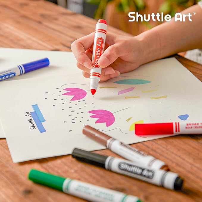 Shuttle Art 304 Pack Washable Markers, 8 Colors Broad Line Markers, Separate - Image 6