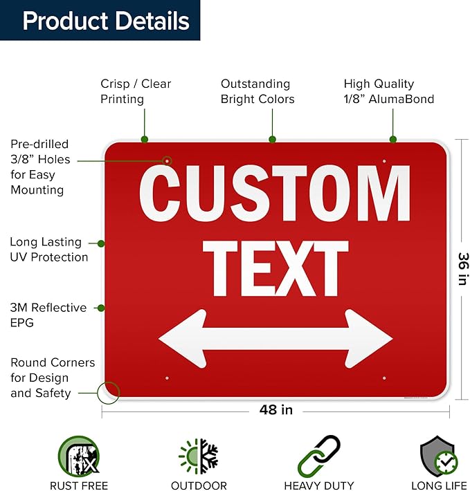 Custom Arrow, Custom Directional Sign, Two way Arrow, 36x48 Inches, Reflective - Image 6