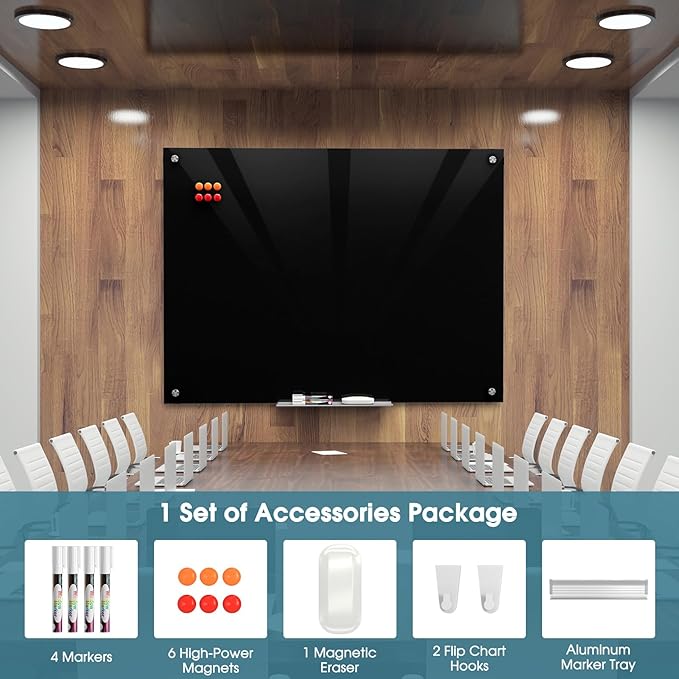 MaxGear Glass Whiteboard Wall Mounted, Frameless Magnetic Dry Erase Board - Image 3