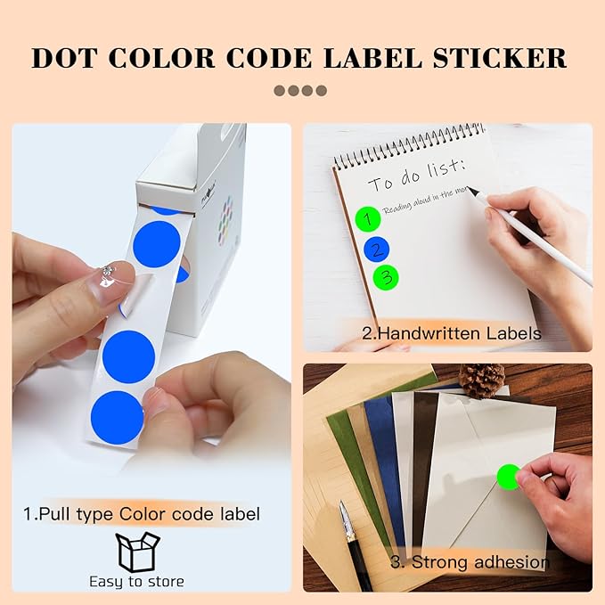 PARLAIM 2 Rolls 2000PCS 3/4" Round Circle Color-Code Dot Stickers, 2 Color - Image 3