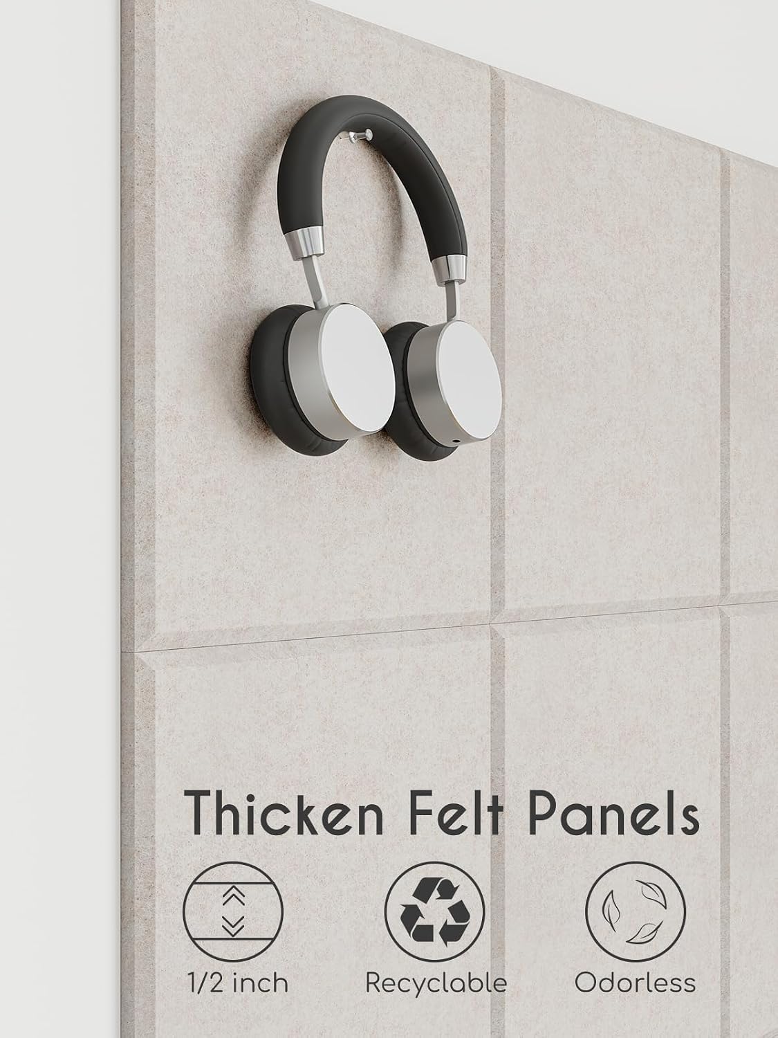 Thick Felt Pin Board Tiles 12 Pack, 11.8x11.8 Bulletin Board for Wall