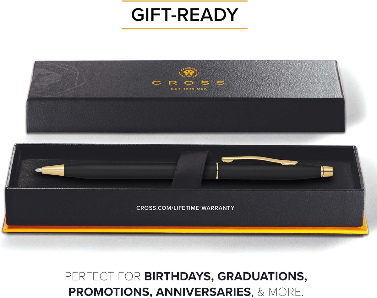 Cross Classic Century Ballpoint Pen, Black & Gold, Medium Point, Black Ink