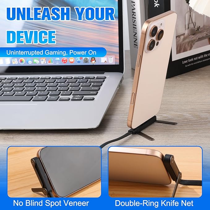 Sideways Phone Charger, 2 in 1 Invisible Holder Charger Cable, 240W Braided - Image 4