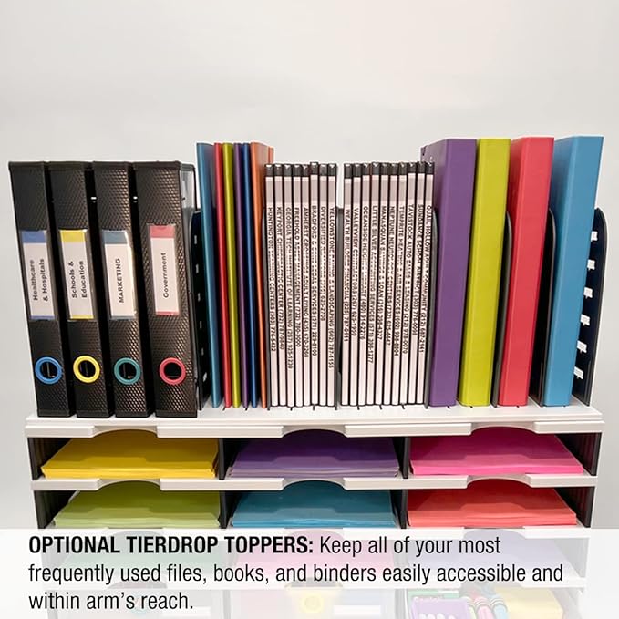 Desktop Organizer 12 Letter Tray Sorter Plus Riser Storage Base & 3 Storage - Image 7