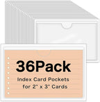 36 Pack 2" x 3" Index Card Holder Adhesive Plastic Label Holders Clear Tote Bag by BESARME