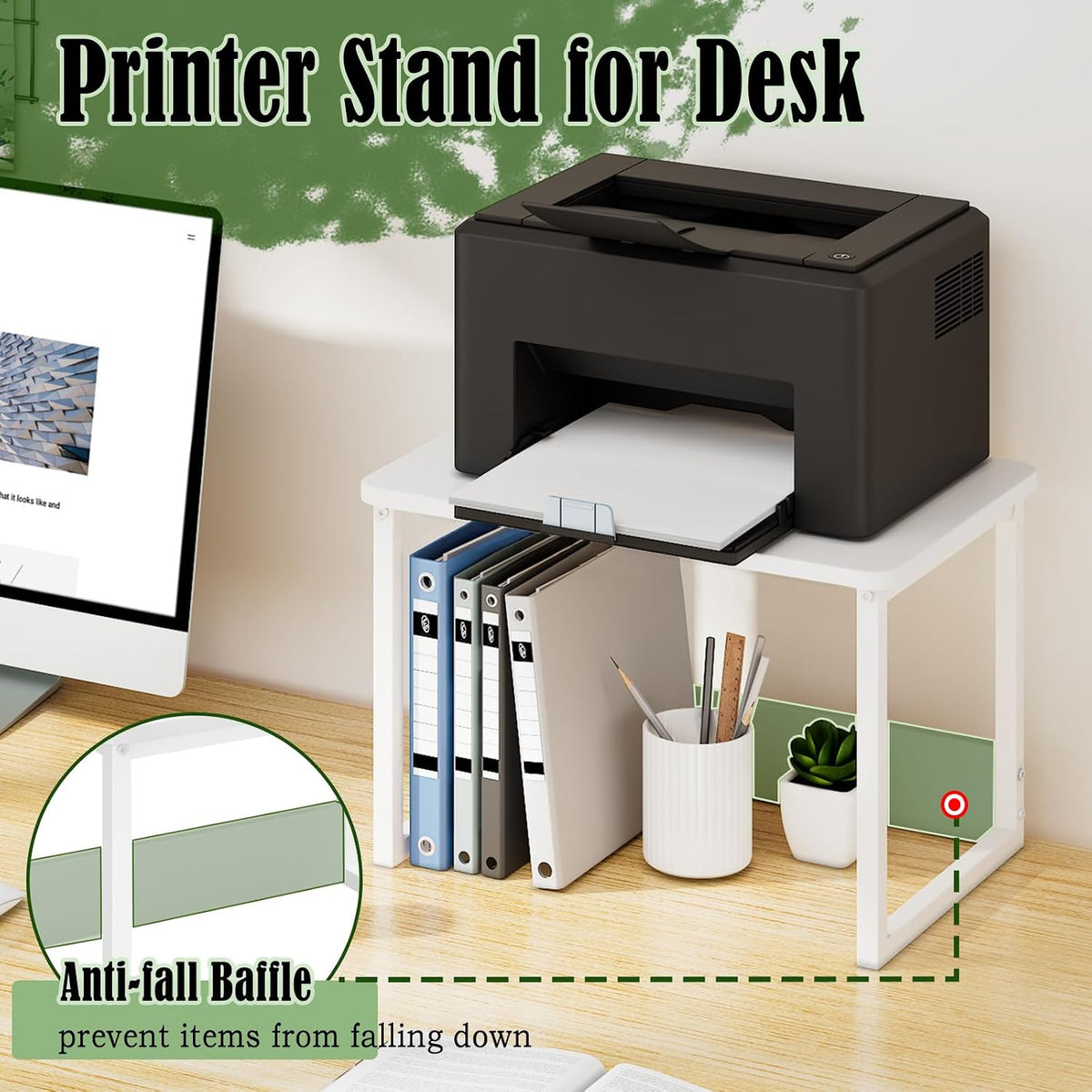 MARTY Printer Stand for Desk, Desktop Shelf Printer Riser for Home Office
