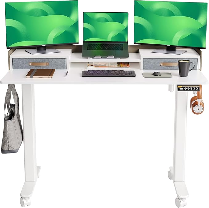 Claiks Standing Desk with Drawers, Stand Up Electric Standing Desk Adjustable by CLAIKS
