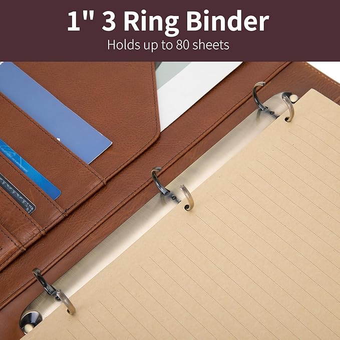 Geslun Personalized Genuine Leather 3 Ring Binder, Custom Engraved 8.5 x 11 - Image 9