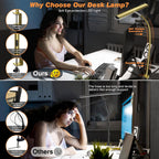 airlonv led desk lamp with clamp, 17" stepless, side view