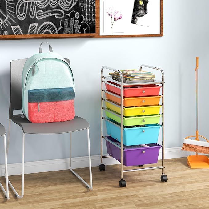Giantex 6 Storage Drawer Cart Rolling Organizer Cart - Image 4