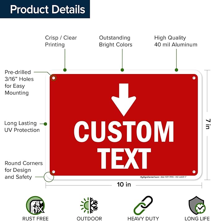 Custom Arrow, Custom Directional Sign, Down Arrow, 7x10 Inches, Rust Free .040 - Image 6