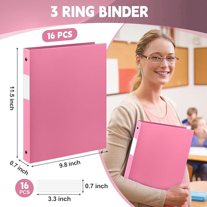 Henoyso 16 Pcs 3 Ring Binder 0.5 Inch Round Fits Letter Size 8.5'' x 11'' Paper - Image 2