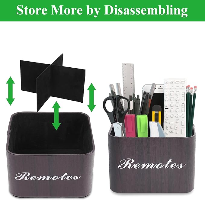 Hennaja Square Leather Art Supply Organizer, Remote Control Holder - Image 6