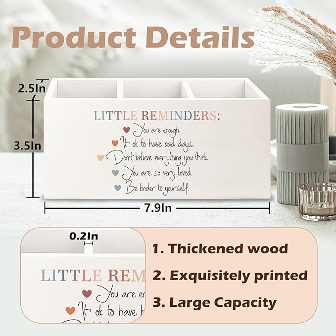 URLLUAE Little Reminders Mental Health Wooden Pen Pencil Holder - Image 6