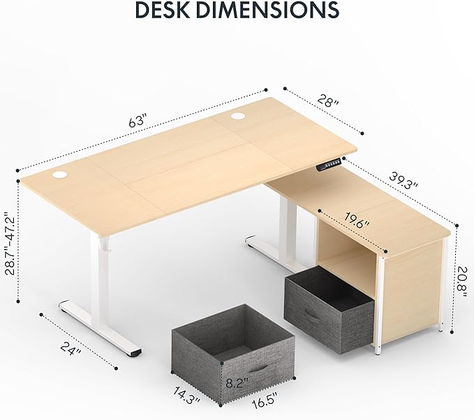 FLEXISPOT 63'' L Shaped Reversible Standing Desk - Image 2