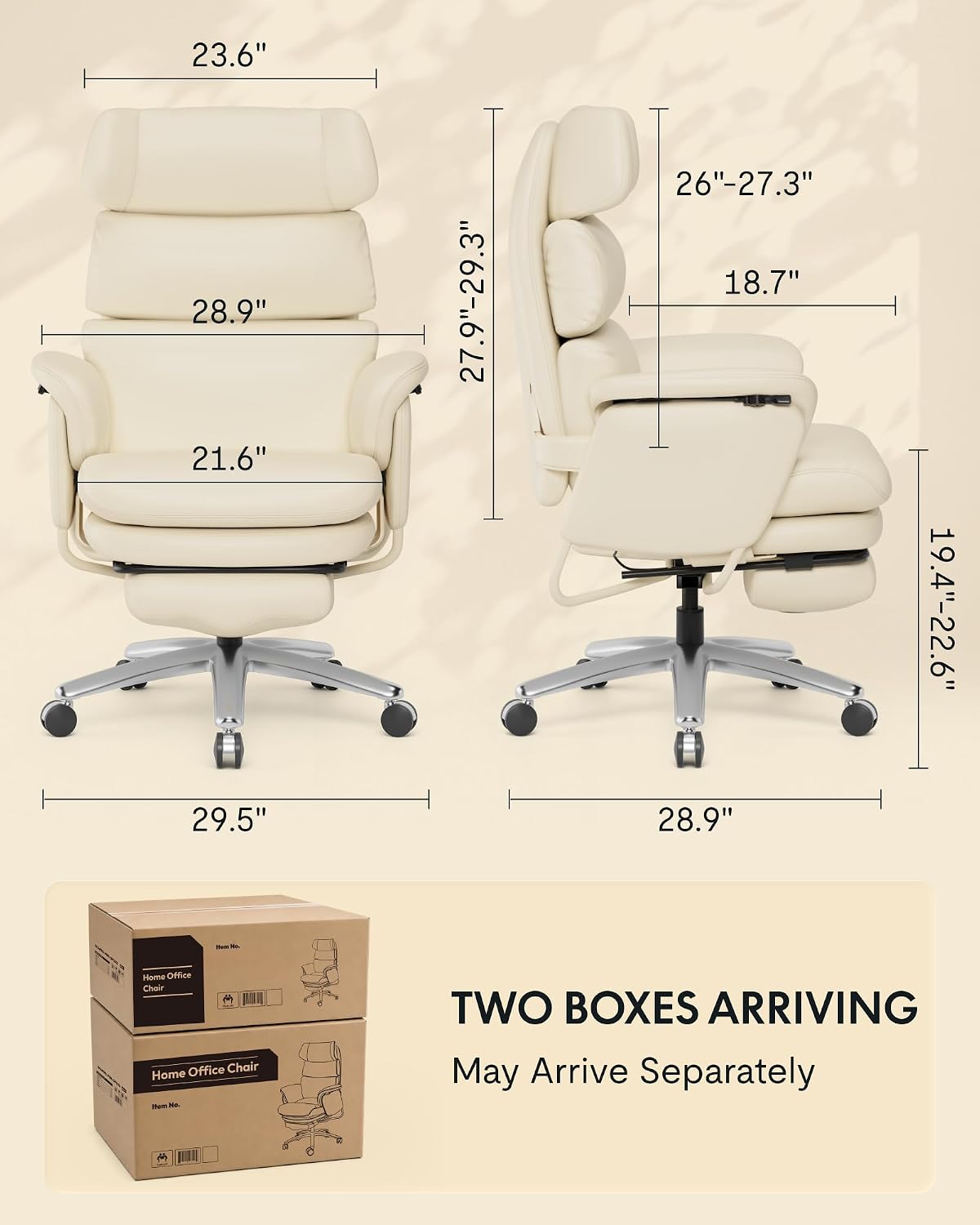 FLEXISPOT HC4-Pro Reclining Office Chair with 90-165° Infinite-Level, Beige