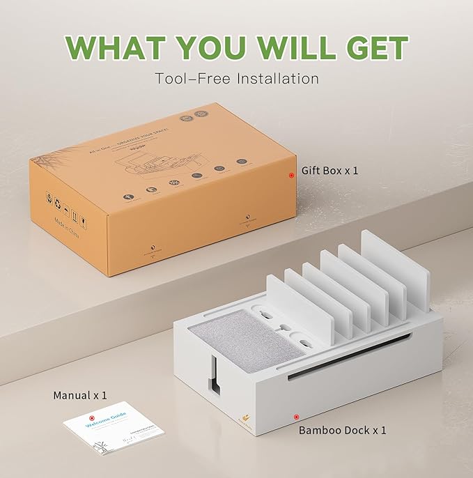 Pezin & Hulin Bamboo Charging Station, Electronic Devices Organizer - Image 2