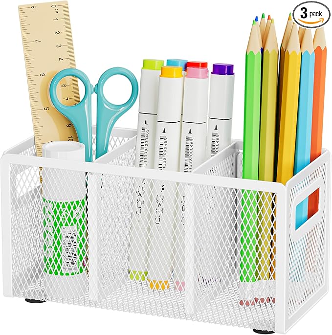 Marbrasse Mesh Pen Holder for Desk, Pencil Holder Desk Organizer 3 Adjustable by Marbrasse