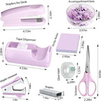 Purple Office Desk Accessories, Stapler and Tape Dispenser Set, Staple Remover - Image 2