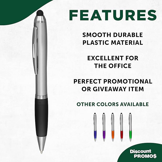 DISCOUNT PROMOS Stylus Ballpoint Pens Set of 10, Bulk Pack - Image 2