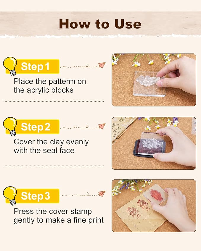 UCEC 7 Pieces Acrylic Stamp Block Clear Stamping Tools Set - Image 4
