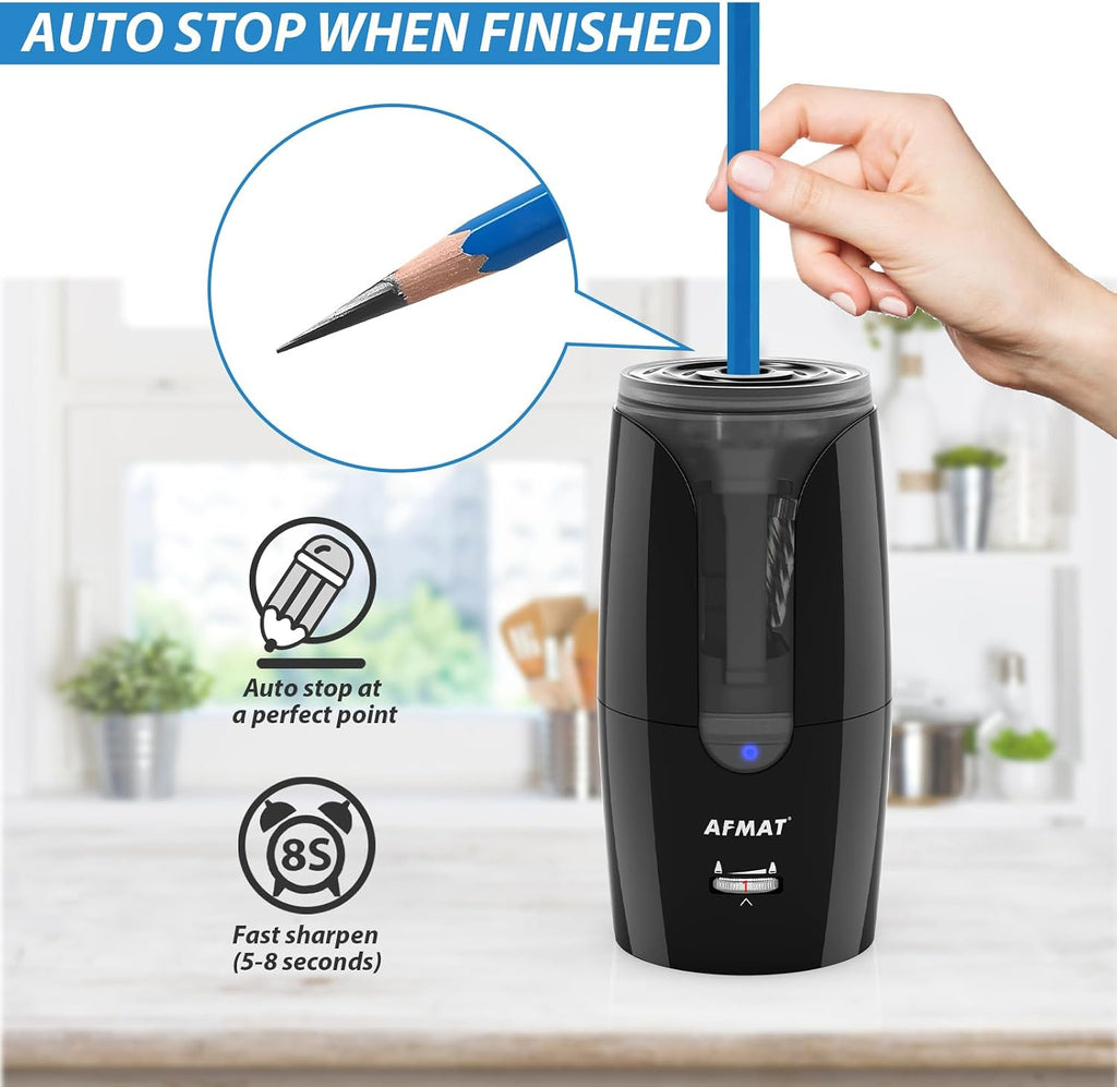 afmat ps29 rechargeable long point pencil sharpener for showing dimensions