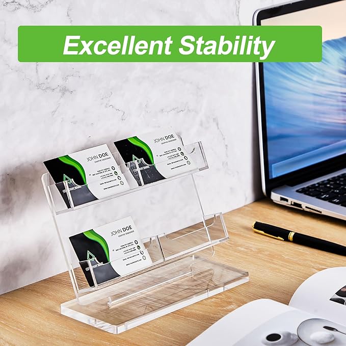Dunzoom Business Card Holder for Desk 4 Slots Clear Gift Card Display Acrylic - Image 5