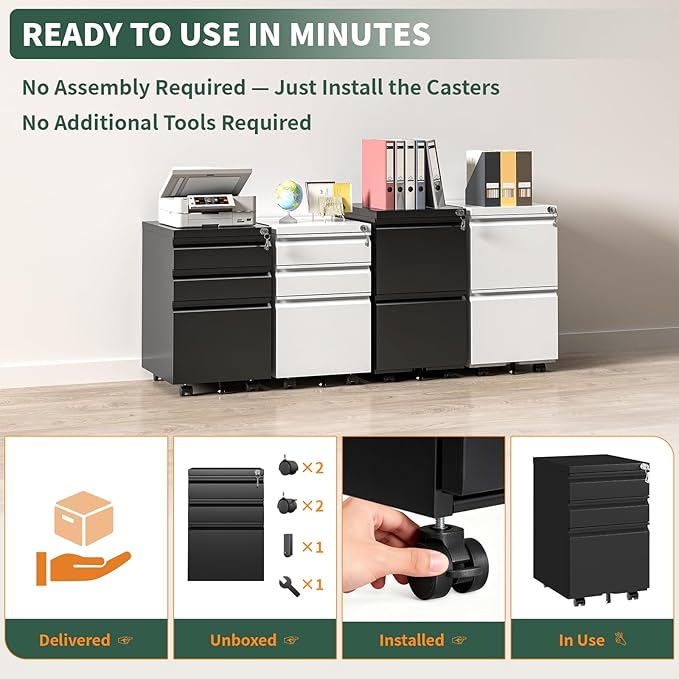 TEEALUBAN 3 Drawer File Cabinet - Image 6