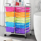 HAPPYGRILL 15-Drawer Rolling Cart, Storage Carts - Image 3