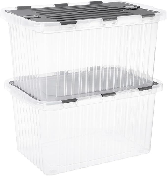 Superio Storage Bins with Lids, Stackable Totes, BPA Free, Odor Free, Organizer by Superio