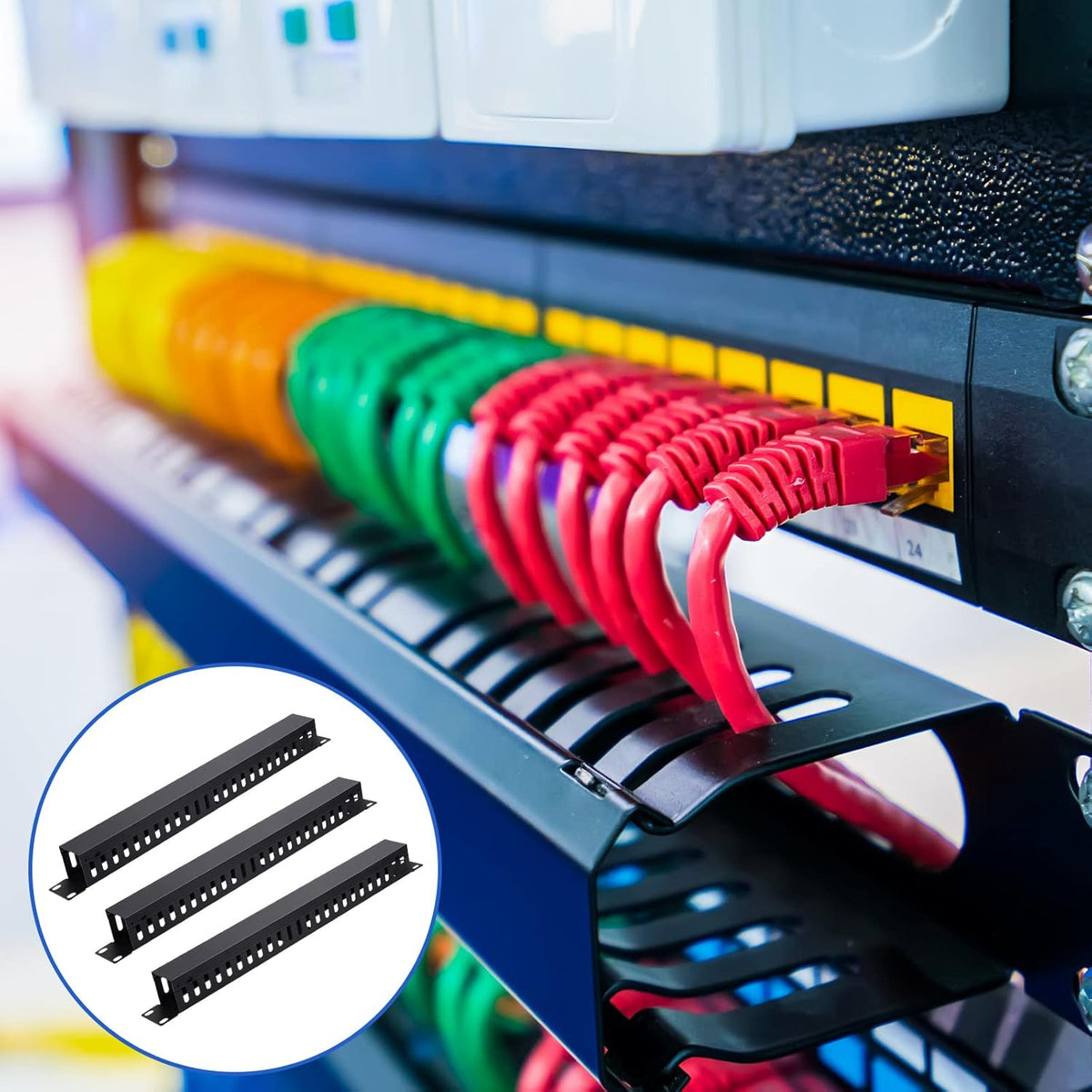 8 Pieces 19 Inch Cable Manager 1U 24 Slot Horizontal Server Rack Mount Cable ...